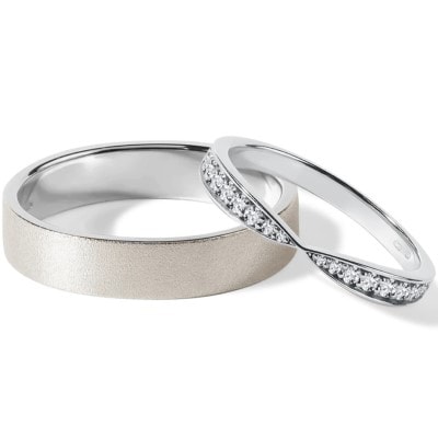 Sada snubních prstenů z bílého zlata