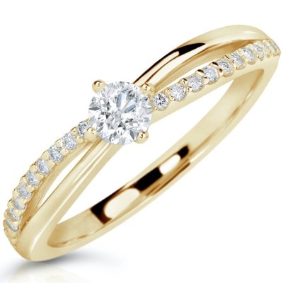 Zlatý zásnubní prsten s brilianty